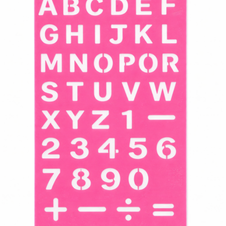 Alphabet & Number Stencil – Plastic Letter and Number Drawing Template (Pink)