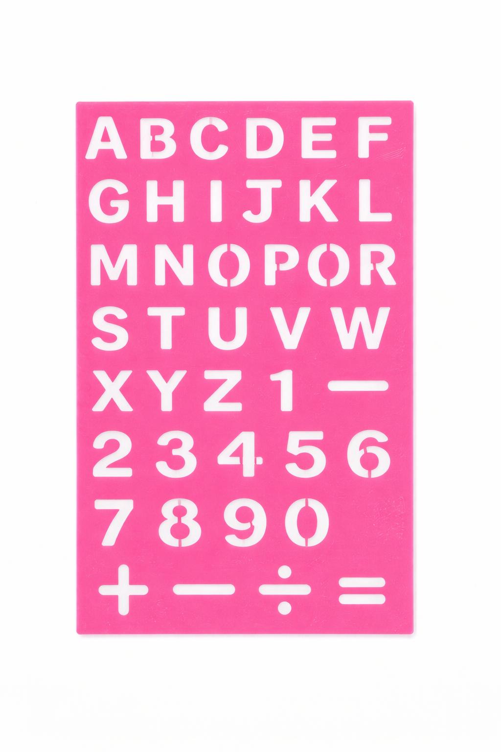 Alphabet & Number Stencil – Plastic Letter and Number Drawing Template (Pink)