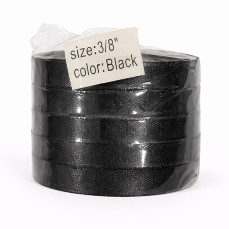 Black Satin Ribbon 3/8 Inch – Premium Decorative Craft Ribbon