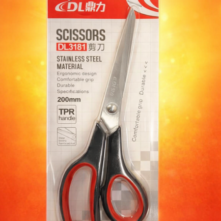 DL DL3181 Stainless Steel Scissors – 200mm Ergonomic TPR Handle Office & Craft Scissors