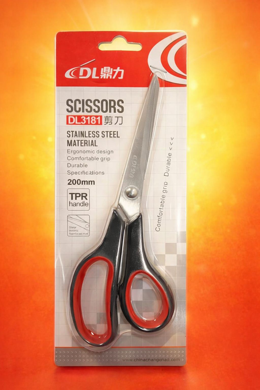 DL DL3181 Stainless Steel Scissors – 200mm Ergonomic TPR Handle Office & Craft Scissors