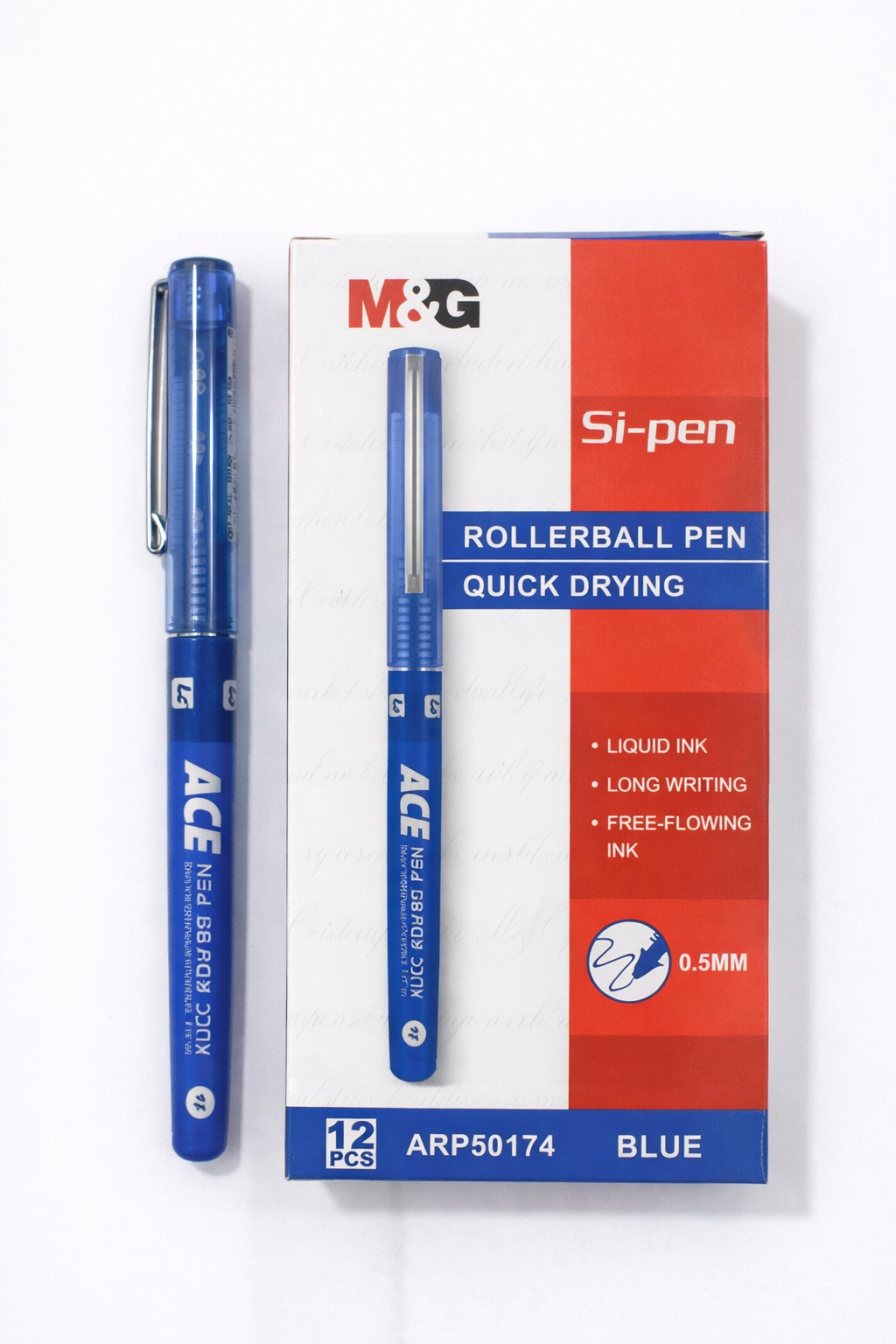 M&G Si-Pen ACE Rollerball Pen – 0.5mm Quick Drying Blue Ink