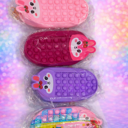 Pop It Bunny Silicone Pencil Case / Zipper Pouch for Kids