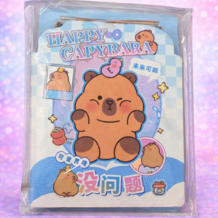 Happy Capybara Cute Mini Notebook Set with Storage Pouch
