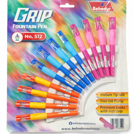 Bahadur Grip Fountain Pen No. 512 – Premium Soft Grip Fountain Pens Pack