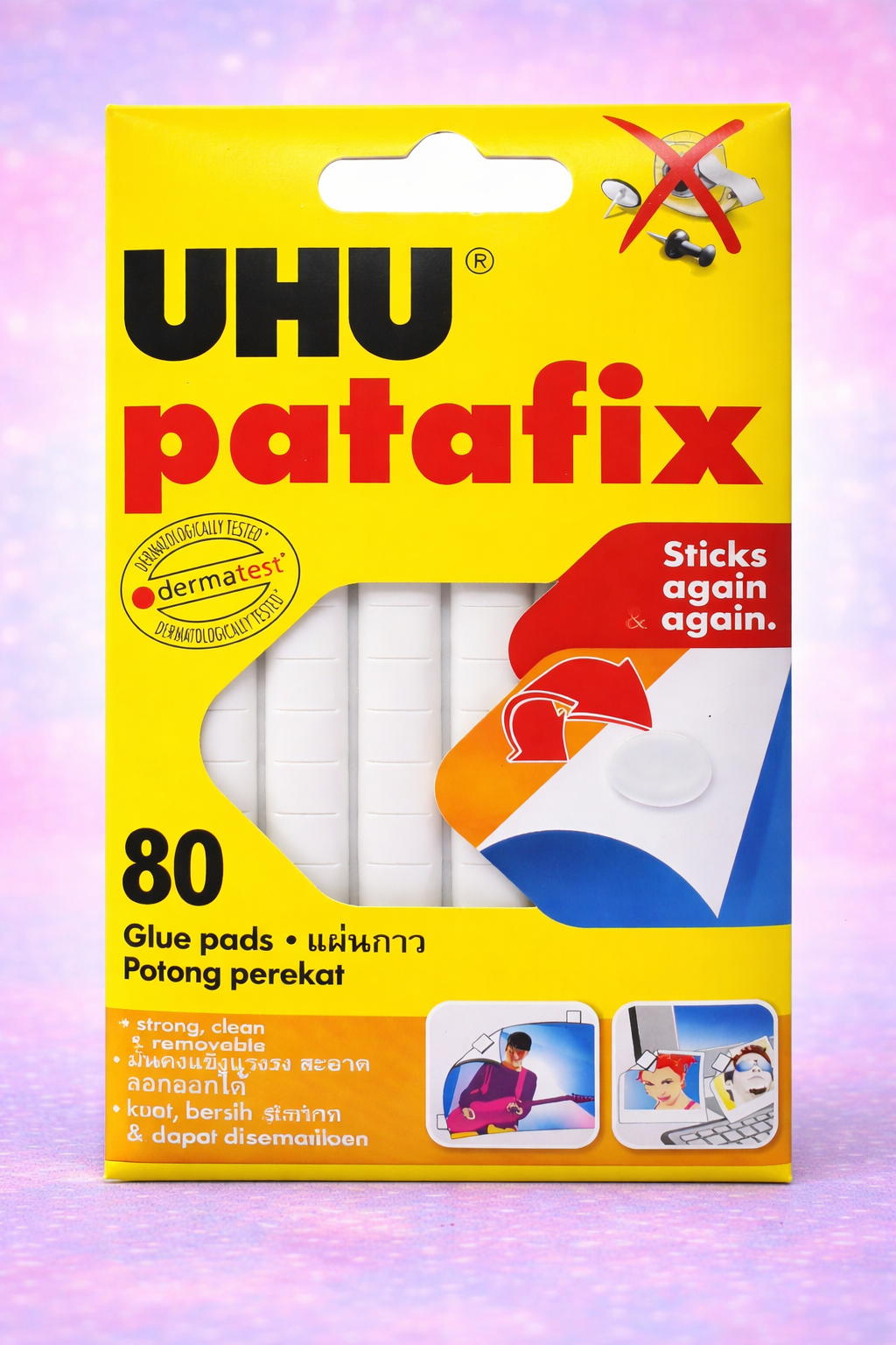 UHU Patafix Removable Adhesive Glue Pads – Reusable Mounting Sticky Tabs (80 Pads)
