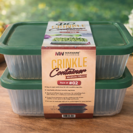 Maxware Crinkle Food Storage Container Set – Medium 750ml Kitchen Containers (Pack of 2)