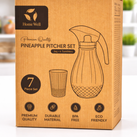 Home Well Pineapple Pitcher Set – 7 Piece Jug & Tumbler Set