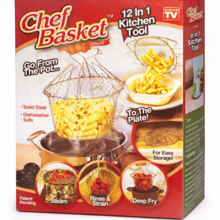 Chef Basket Deluxe – 12-in-1 Kitchen Tool (Foldable Cooking Basket)