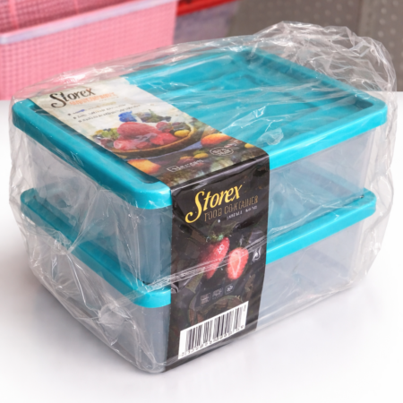 Storex Plastic Food Container Set with Lid – 2 Piece Stackable Storage Boxes