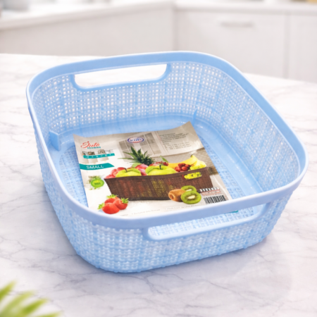 Multipurpose Plastic Storage Basket with Handles – Durable Kitchen Organizer Tray