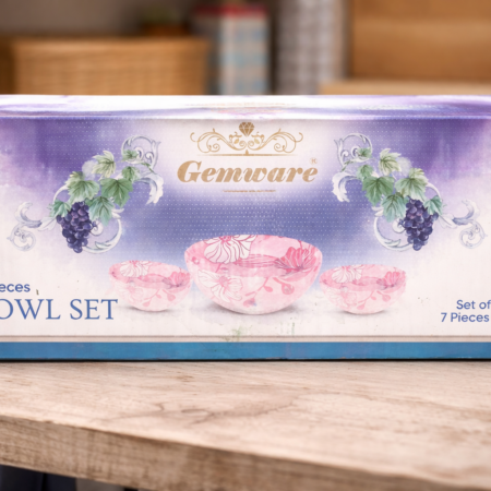 7-Piece Glass Bowl Set – Decorative Serving & Mixing Bowls (Gemware Design)
