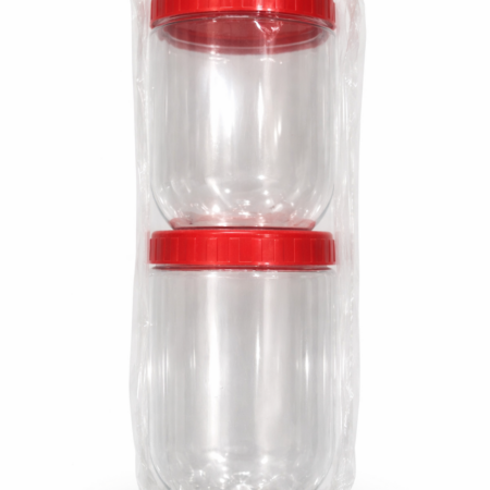 Airtight Plastic Storage Jars Set (2 Pcs) – Transparent Kitchen Containers with Lids