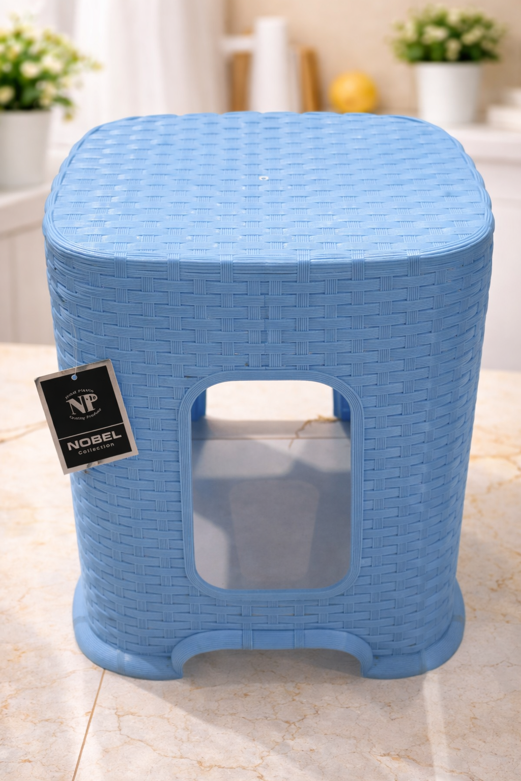 Rattan Style Plastic Step Stool | Heavy Duty Multipurpose Household Stool