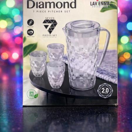 Lavienna Diamond 7 Piece Pitcher Set | 2.0L Water Jug with 6 Glasses