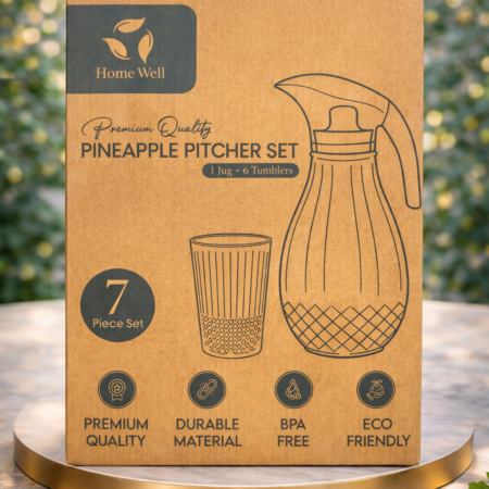 Home Well Pineapple Pitcher Set – 7 Piece Jug & Tumbler Set (1 Jug + 6 Glasses)