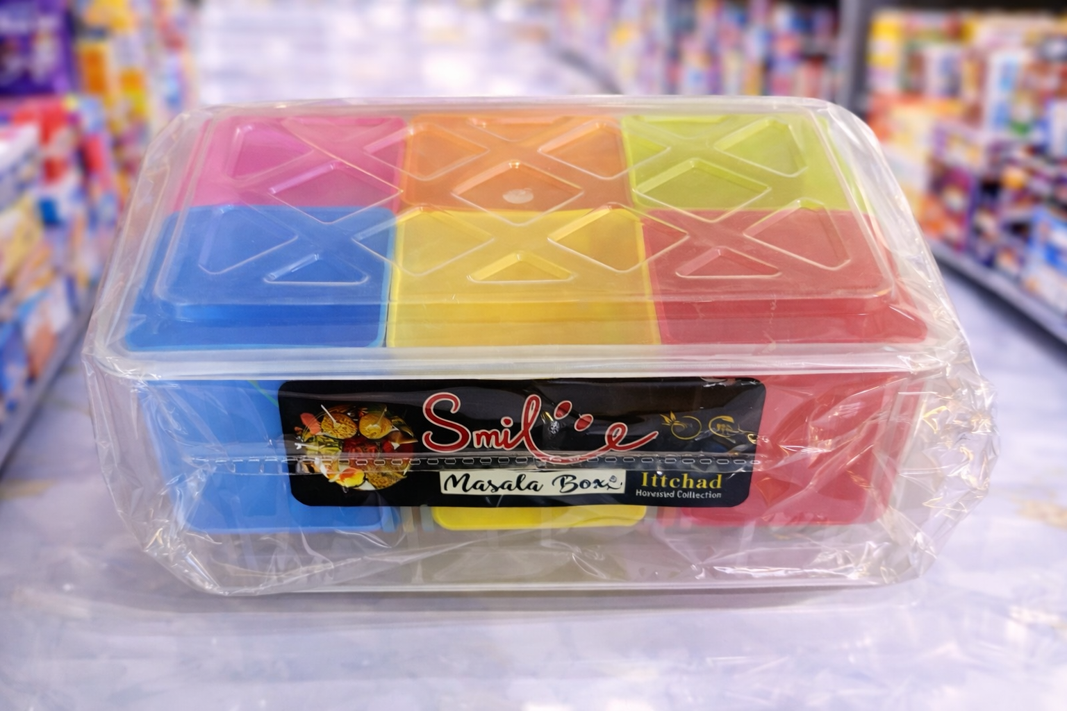 Smile Ittehad Masala Box – 6 Compartment Plastic Spice Storage Organizer