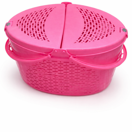 Plastic Multipurpose Storage Basket with Lid & Handle | Ventilated Household Basket