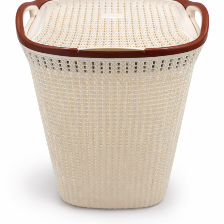 Large Plastic Laundry Basket with Lid & Handles | Ventilated Clothes Storage Basket