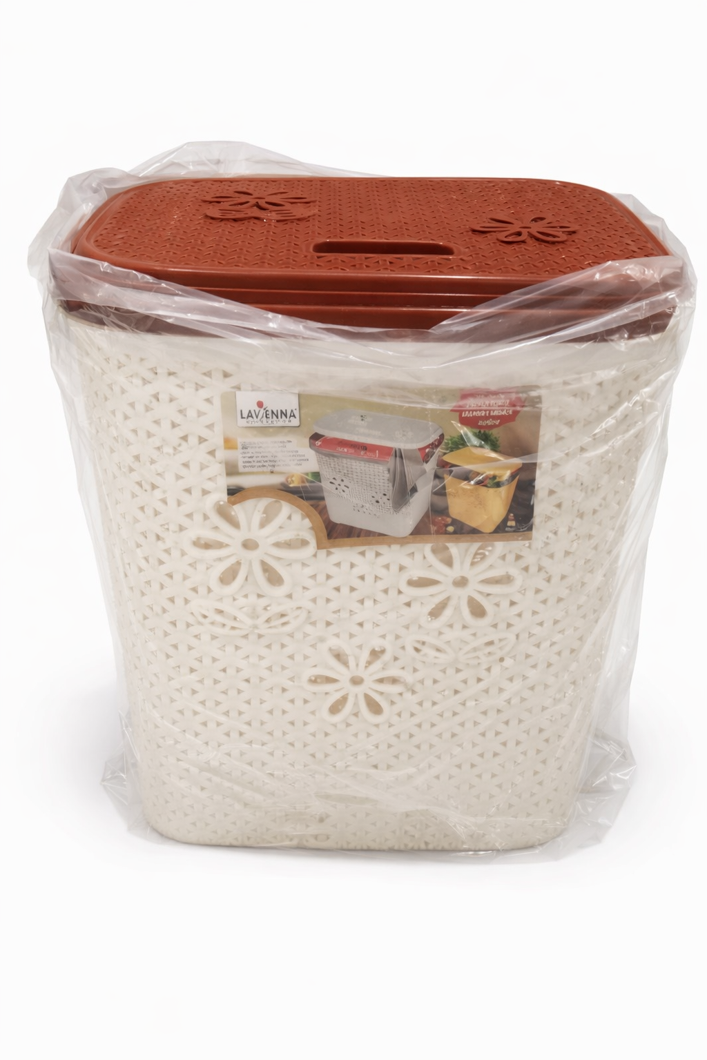 Plastic Laundry Basket with Lid | Decorative Ventilated Clothes Storage Basket