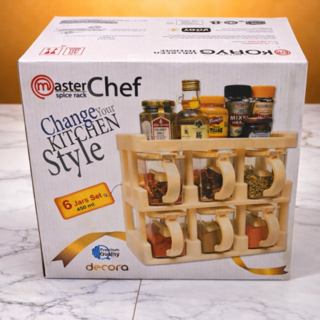 MasterChef Spice Rack Set with 6 Jars | Kitchen Organizer (450 ml)