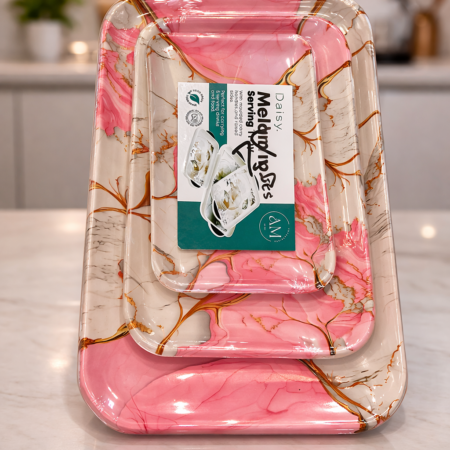 Daisy Melamine Serving Tray Set – 3 Piece Premium Serving Trays