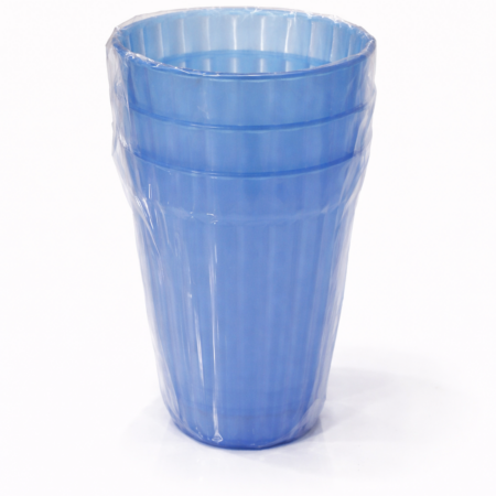 Blue Plastic Drinking Glass Set – Stackable Durable Household Glasses
