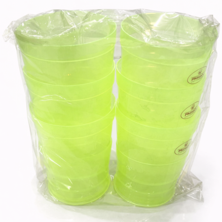 Plastic Drinking Glass Set – 12 Piece Stackable Household Glasses (Green)