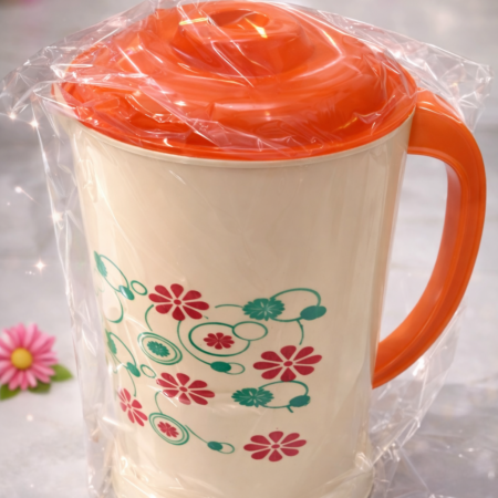 Floral Plastic Water Jug with Lid – Multipurpose Household Beverage Jug