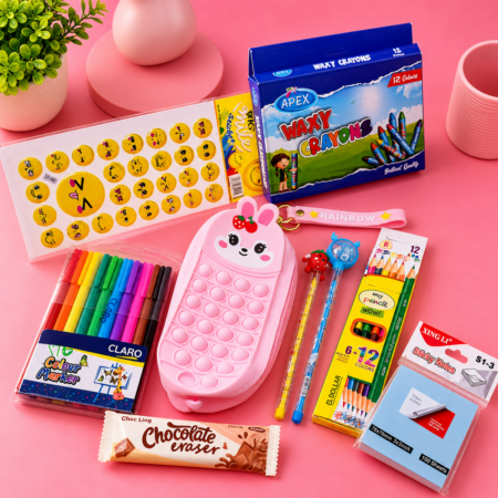 Kids Creative Stationery Kit – Coloring Set with Crayons, Markers, Pencil Box, Stickers & Sticky Notes